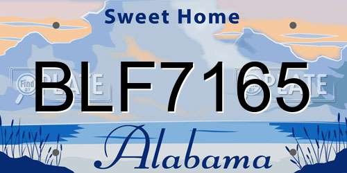 BLF7165 Alabama License Plate