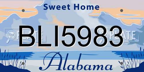 BLI5983 Alabama License Plate