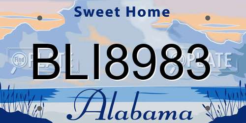 BLI8983 Alabama License Plate