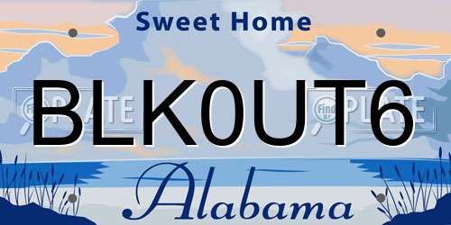 BLK0UT6 Alabama License Plate