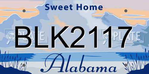 BLK2117 Alabama License Plate