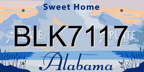 BLK7117 Alabama License Plate