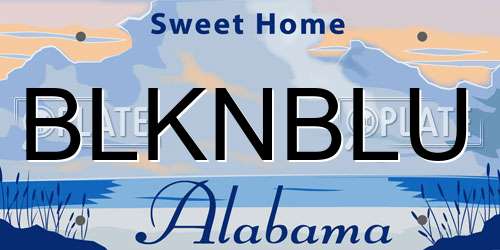 BLKNBLU Alabama License Plate