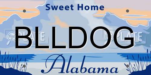 BLLDOG Alabama License Plate