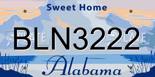 BLN3222 Alabama License Plate