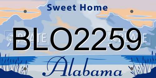 BLO2259 Alabama License Plate