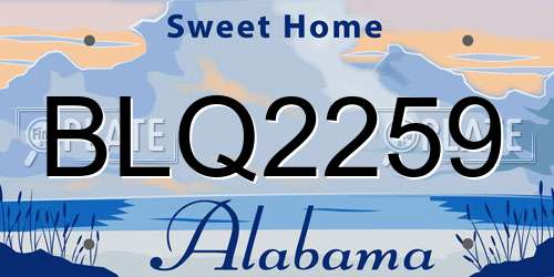 BLQ2259 Alabama License Plate