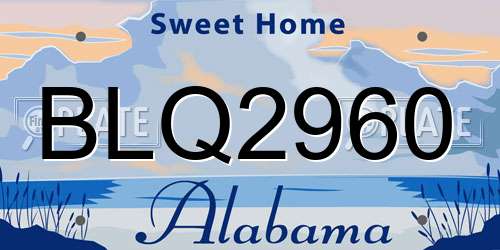 BLQ2960 Alabama License Plate