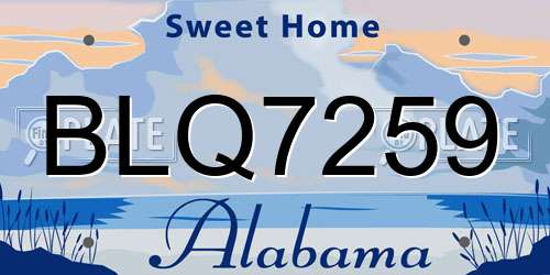 BLQ7259 Alabama License Plate