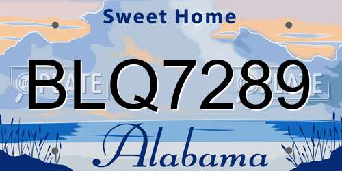 BLQ7289 Alabama License Plate