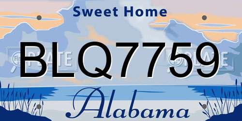 BLQ7759 Alabama License Plate