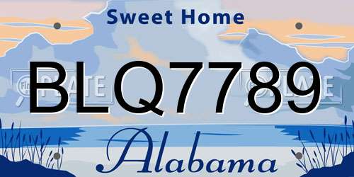 BLQ7789 Alabama License Plate