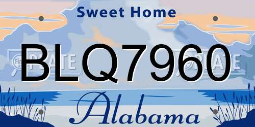 BLQ7960 Alabama License Plate