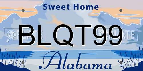 BLQT99 Alabama License Plate