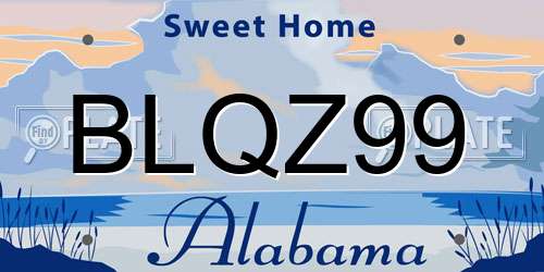 BLQZ99 Alabama License Plate