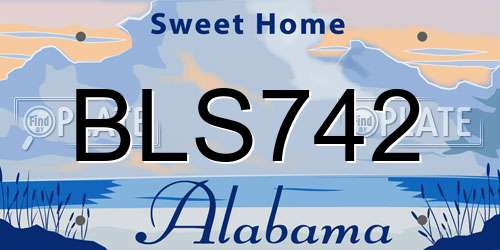 BLS742 Alabama License Plate