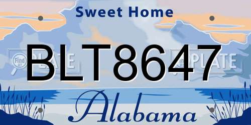 BLT8647 Alabama License Plate