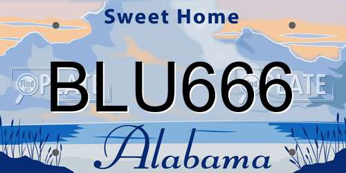 BLU666 Alabama License Plate