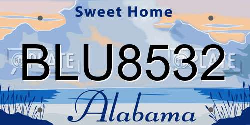 BLU8532 Alabama License Plate