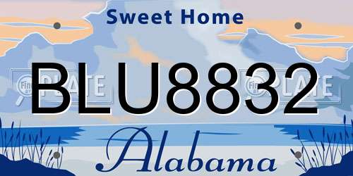 BLU8832 Alabama License Plate