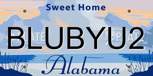 BLUBYU2 Alabama License Plate