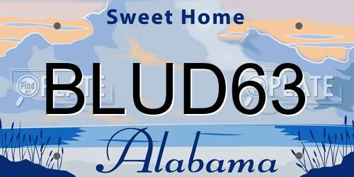 BLUD63 Alabama License Plate
