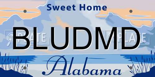 BLUDMD Alabama License Plate
