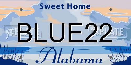 BLUE22 Alabama License Plate