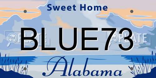 BLUE73 Alabama License Plate