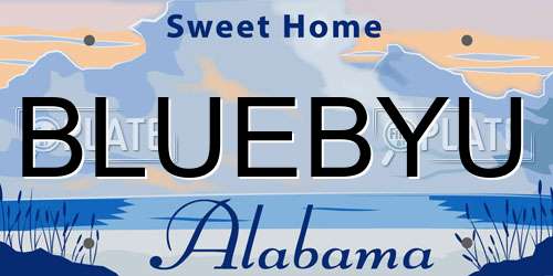 BLUEBYU Alabama License Plate