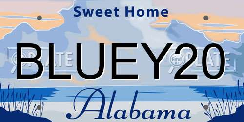 BLUEY20 Alabama License Plate