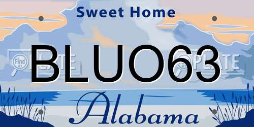BLUO63 Alabama License Plate