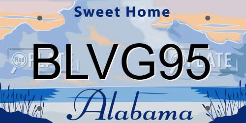BLVG95 Alabama License Plate