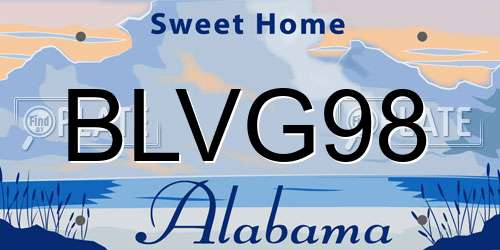 BLVG98 Alabama License Plate