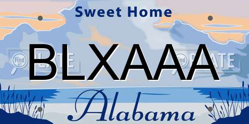 BLXAAA Alabama License Plate