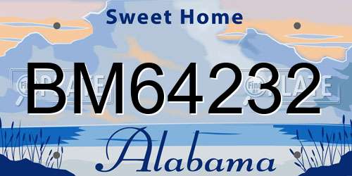 BM64232 Alabama License Plate