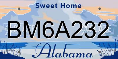 BM6A232 Alabama License Plate