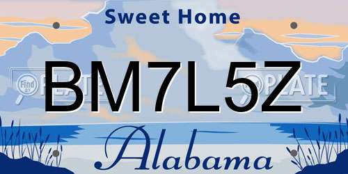 BM7L5Z Alabama License Plate