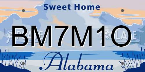 BM7M1O Alabama License Plate
