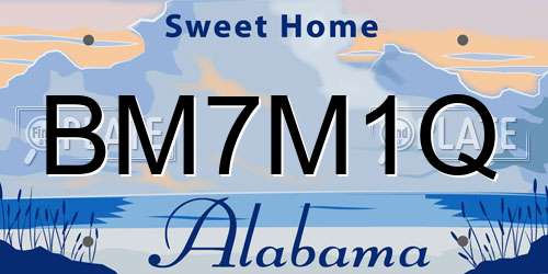 BM7M1Q Alabama License Plate