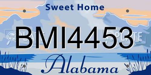 BMI4453 Alabama License Plate