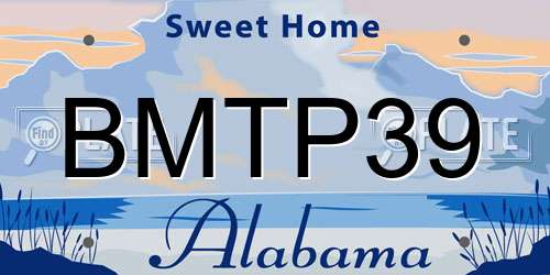 BMTP39 Alabama License Plate