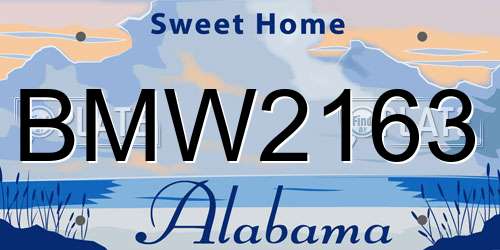 BMW2163 Alabama License Plate