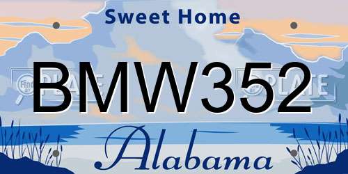 BMW352 Alabama License Plate