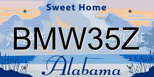 BMW35Z Alabama License Plate