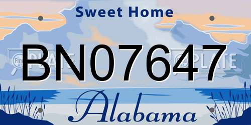 BN07647 Alabama License Plate