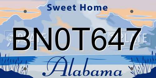 BN0T647 Alabama License Plate