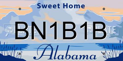 BN1B1B Alabama License Plate