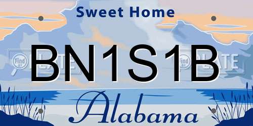 BN1S1B Alabama License Plate
