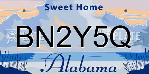 BN2Y5Q Alabama License Plate